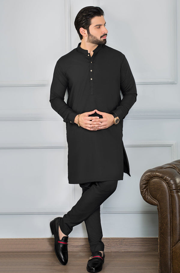 Modern Stitched kurta Pajama - Black